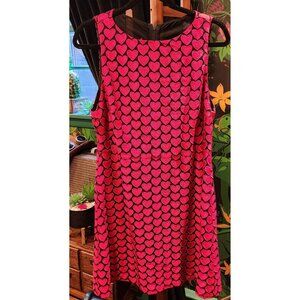 Alice + Olivia Sleeveless Heart Print Dress Red & Black Polyester Blend Back Zip